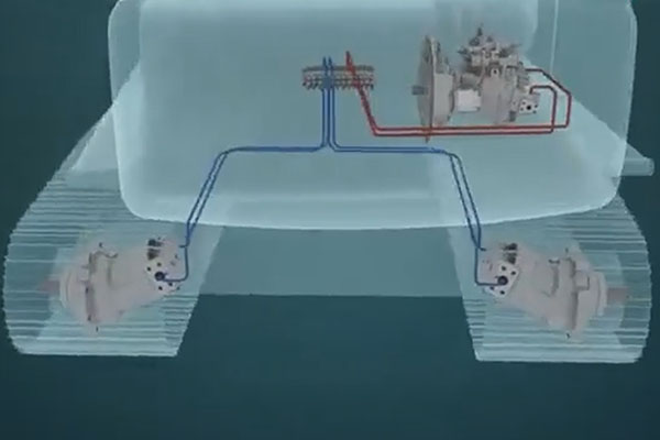 Odsłoń pompę hydrauliczną koparki, główny zawór sterujący, silnik jazdy!